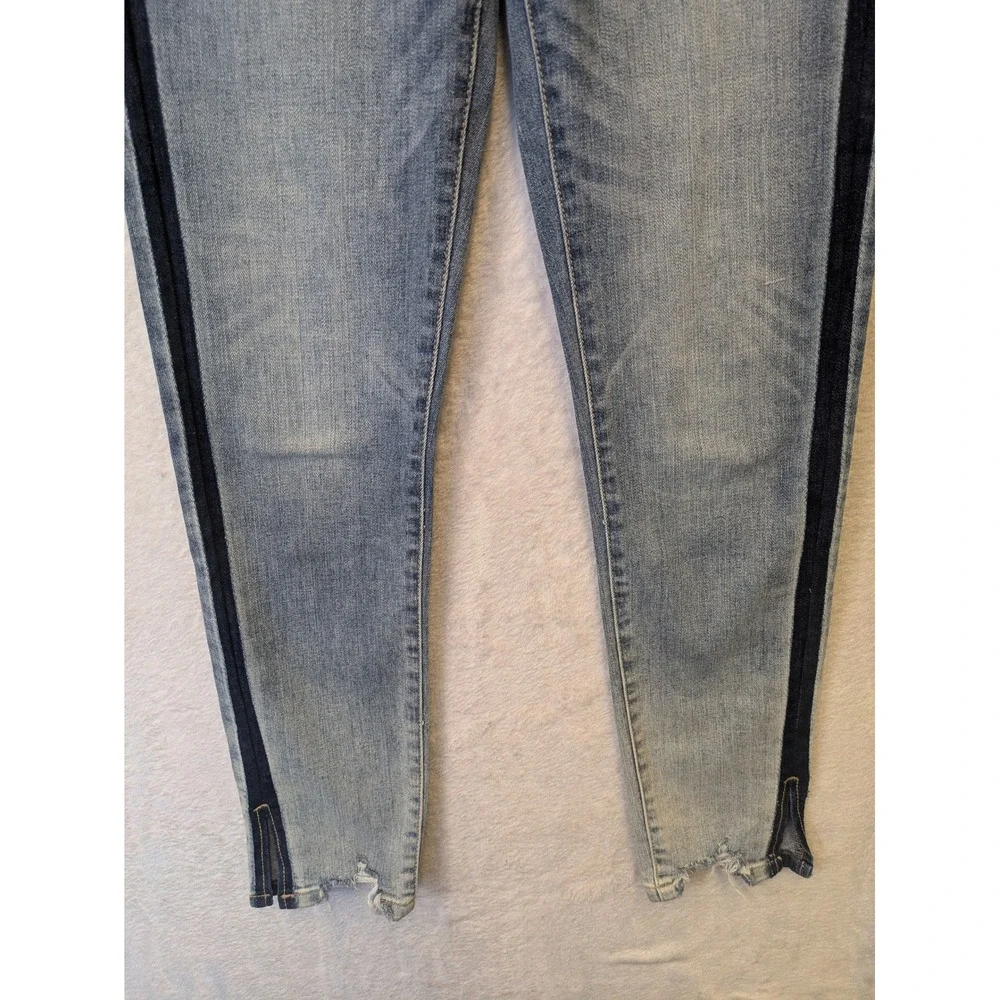 Vervet Women's Size‎ 26 Ankle Skinny Jeans Medium Wash Dark Side Stripe Raw Hem